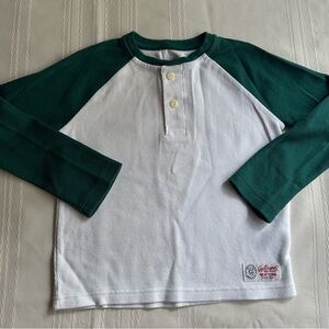 GAP Kids Forest Green and White Long Sleeve Tee